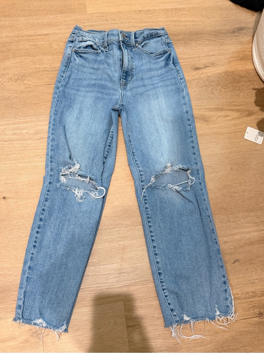 eunina Light Blue Distressed Wide Leg Crop size 3